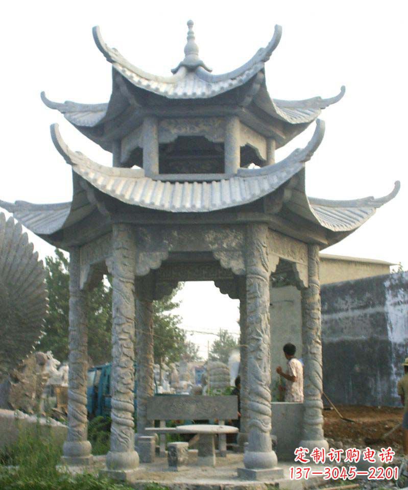 宁夏传统工艺石雕凉亭,精美细致,给你温馨家园