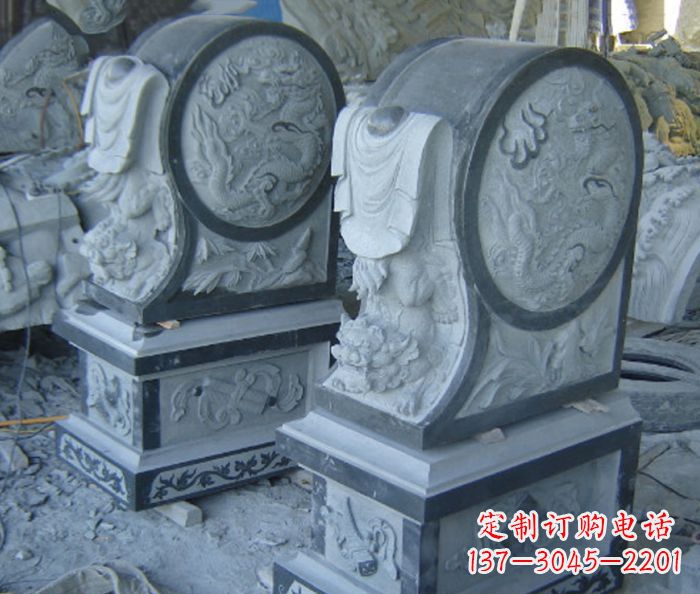 宁夏仿古石门墩招财抱鼓石雕塑