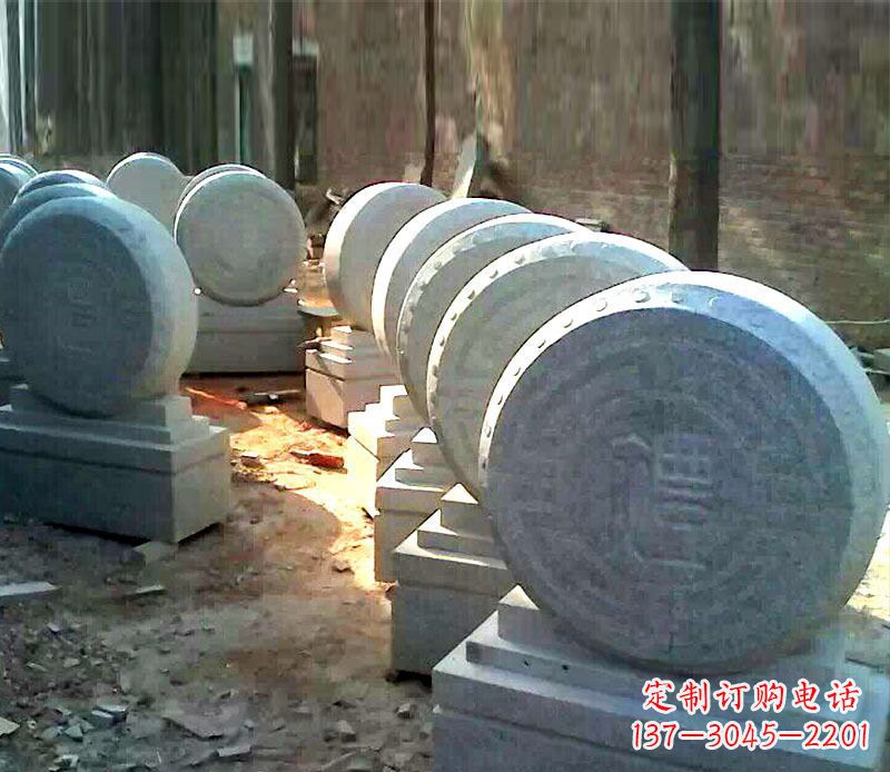 宁夏仿古石门墩招财抱鼓石雕