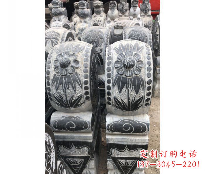 宁夏仿古石门墩镇宅抱鼓石雕塑