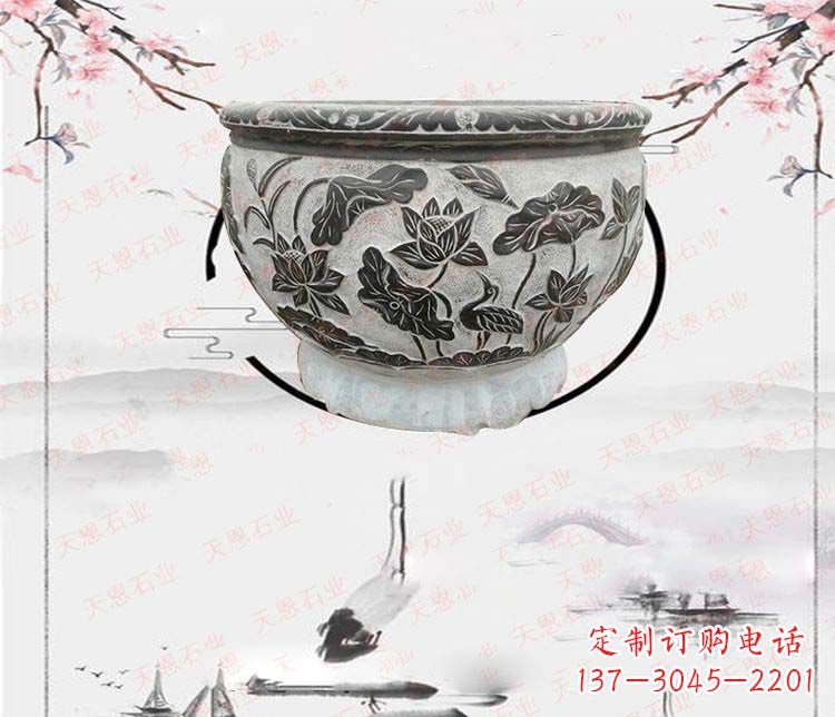 宁夏仿古石水缸石浮雕石雕,欧式古典设计