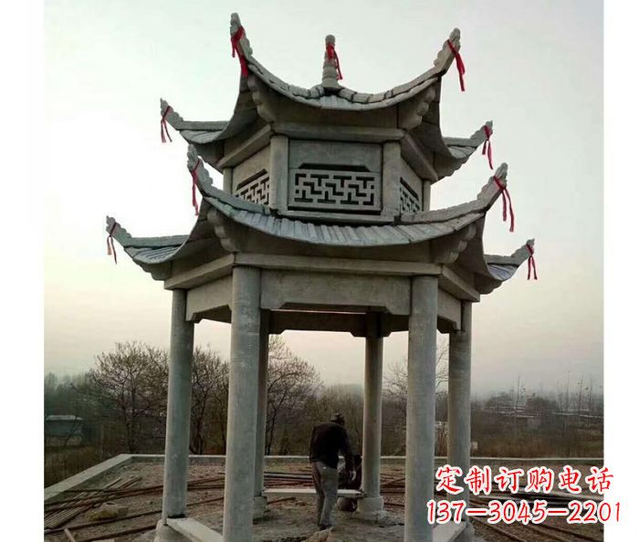 宁夏仿古双层石雕凉亭