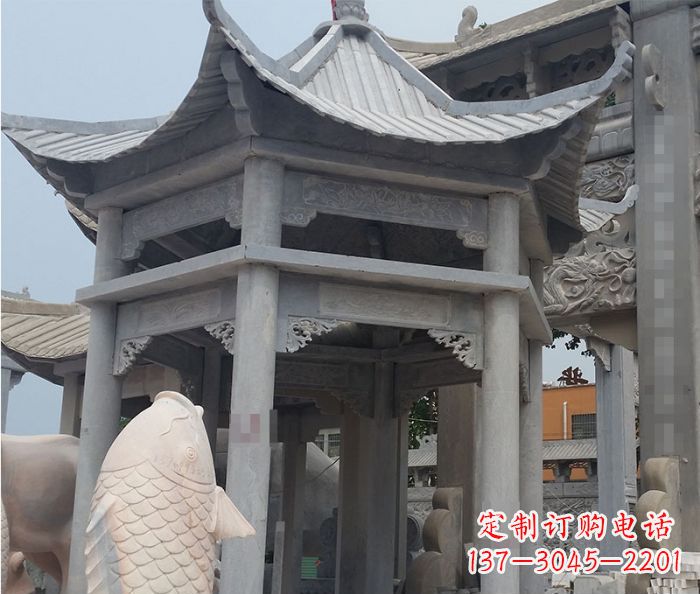 宁夏精美仿古双层石雕凉亭