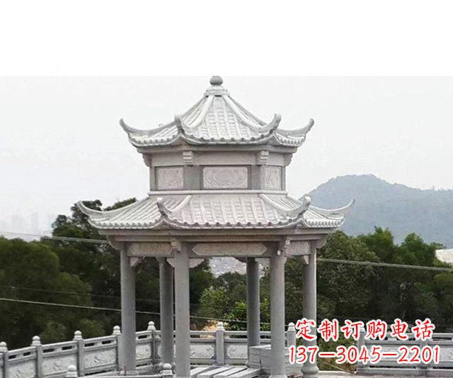 宁夏仿古双层石雕凉亭