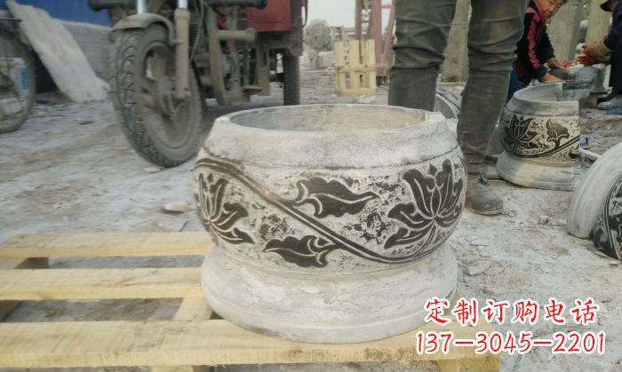 宁夏仿古圆形水缸石雕塑