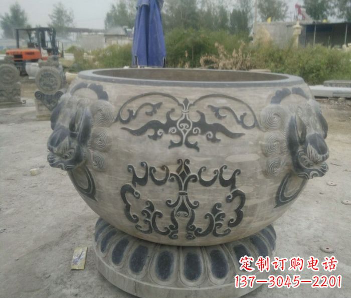 宁夏仿古圆形水缸石雕