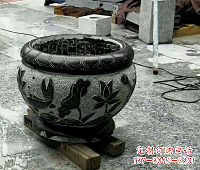 宁夏精美仿古招财水缸石雕