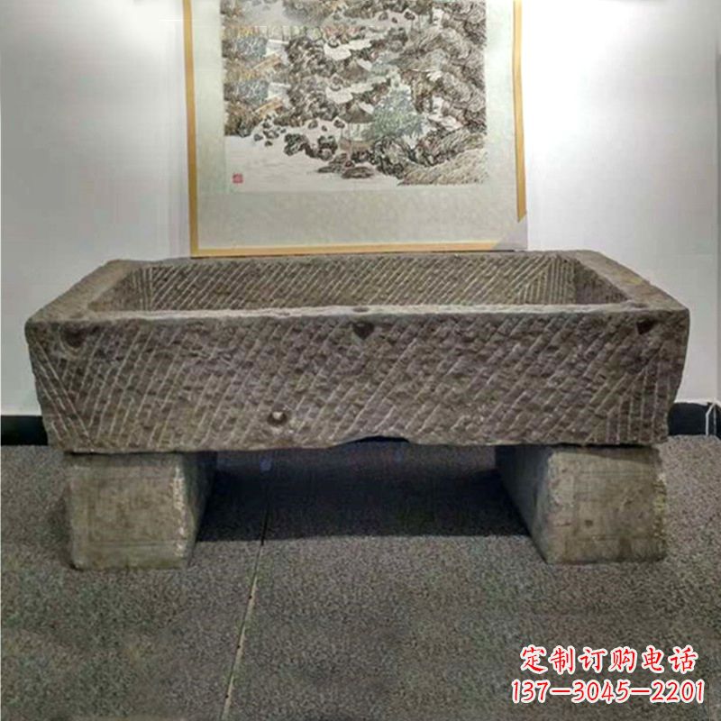 宁夏仿古做旧石槽雕塑