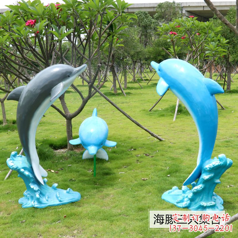 宁夏精致仿真玻璃钢海豚雕塑