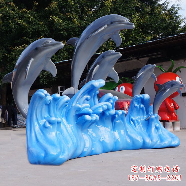 宁夏艺术精美的海豚玻璃钢雕塑