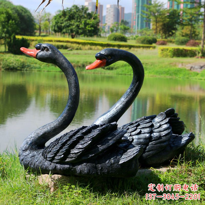 宁夏仿真黑天鹅玻璃钢雕塑-公园园林水景装饰动物雕塑