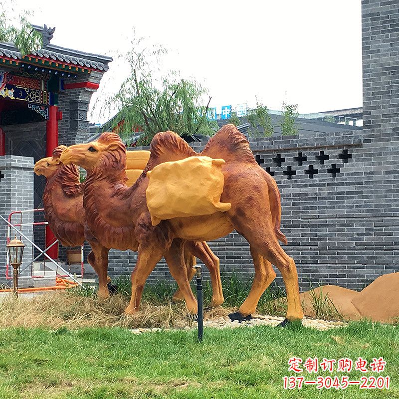 宁夏仿真骆驼景观雕塑-景区景点仿真动物景观摆件