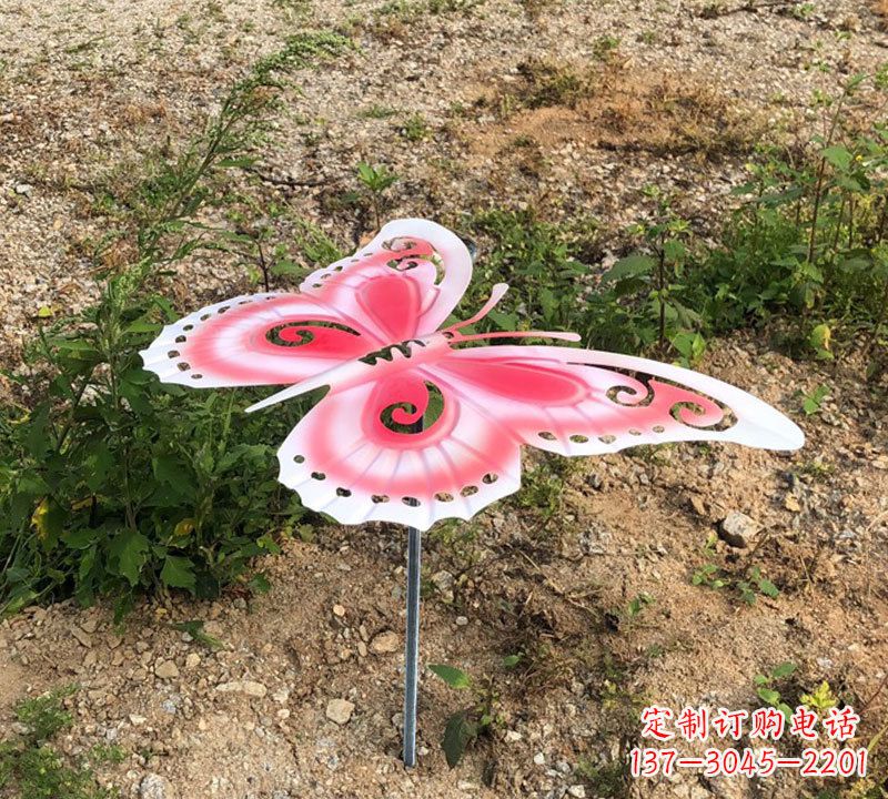 宁夏粉红色不锈钢蝴蝶雕塑