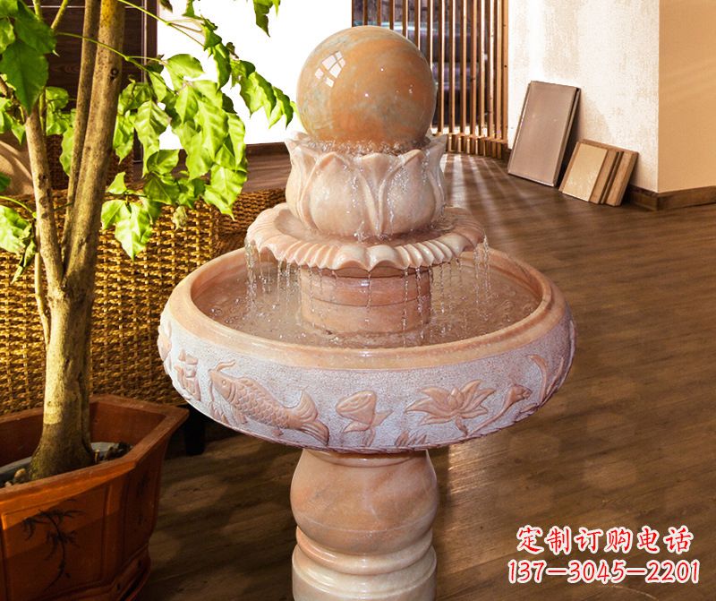 宁夏浑然天成的风水球石雕