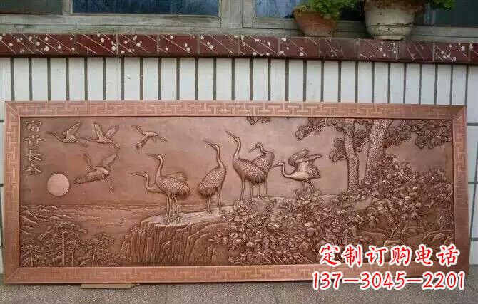 宁夏富贵仙鹤浮雕锻铜雕塑