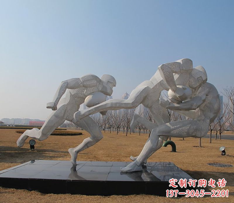 宁夏不锈钢橄榄球体育雕塑