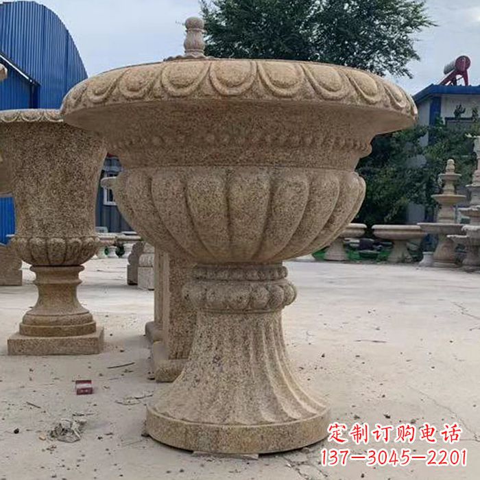 宁夏优雅高墩欧式石雕花盆