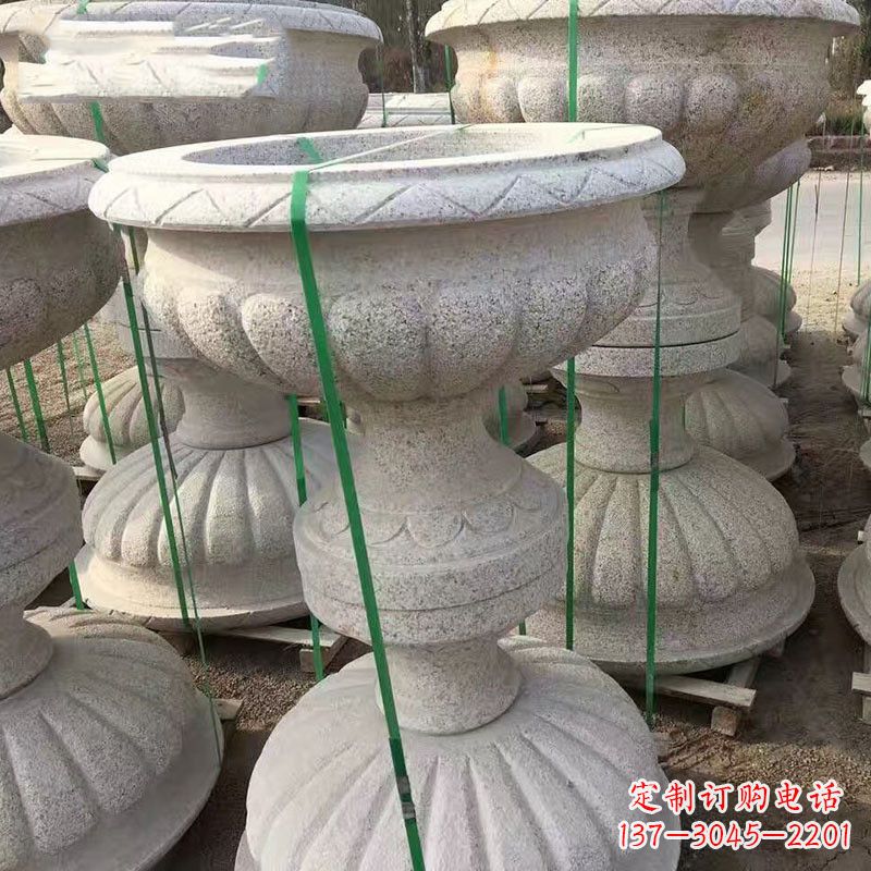 宁夏高墩砂岩石雕刻花盆精致技艺打造传统文化风韵