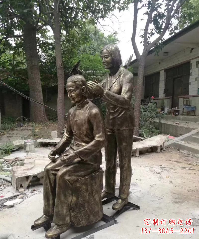 宁夏产品名称纪念母亲的梳头人物铜雕