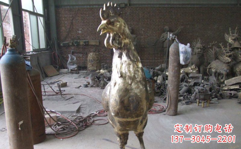宁夏公鸡铸铜动物铜雕