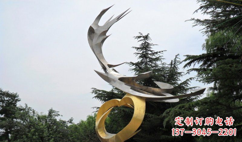 宁夏精美雕刻石膏抽象凤凰雕塑