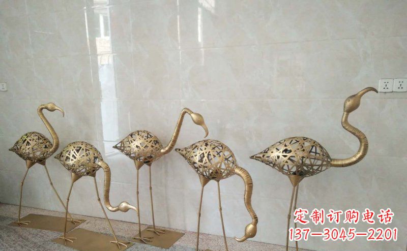 宁夏不锈钢抽象火烈鸟动物雕塑