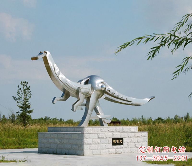 宁夏特大不锈钢抽象恐龙雕塑