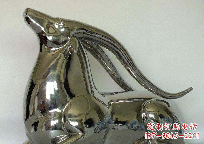 宁夏中领雕塑定制公园装饰不锈钢羚羊雕塑