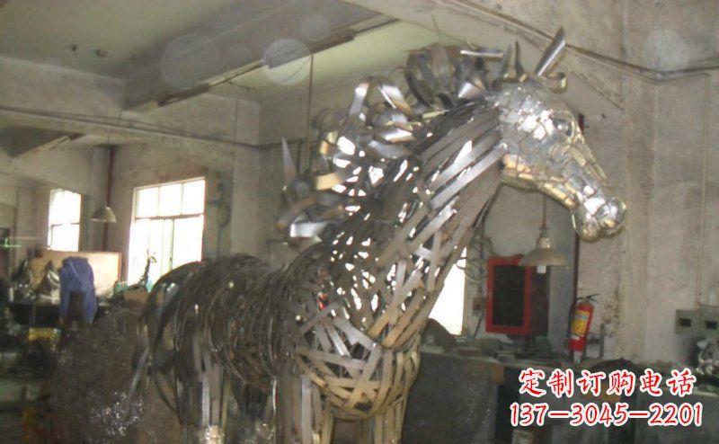 宁夏不锈钢抽象马动物雕塑
