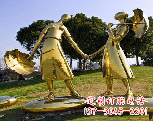 宁夏长伴相守,情缘两生——不锈钢抽象情侣雕塑
