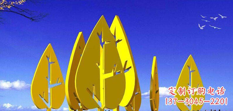 宁夏抽象不锈钢树叶雕塑