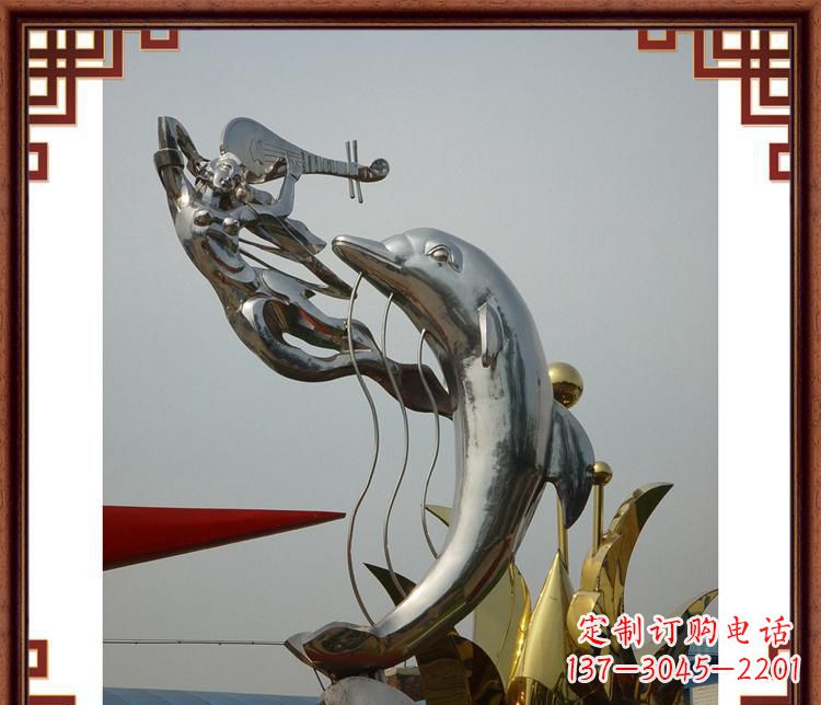 宁夏活力满满的海豚雕塑