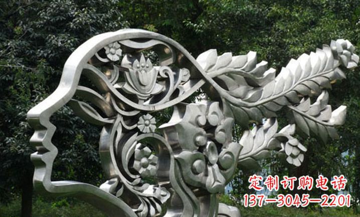 宁夏美丽如梦不锈钢美女雕塑