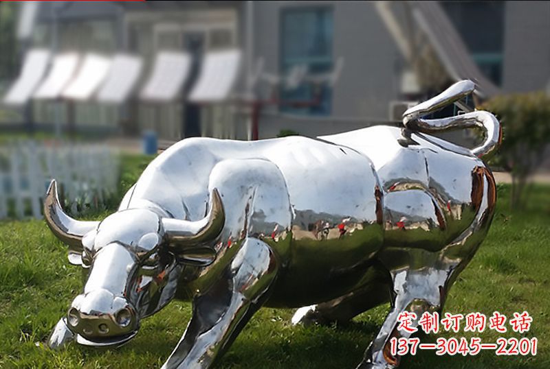 宁夏精致美观的高端不锈钢动物牛雕塑