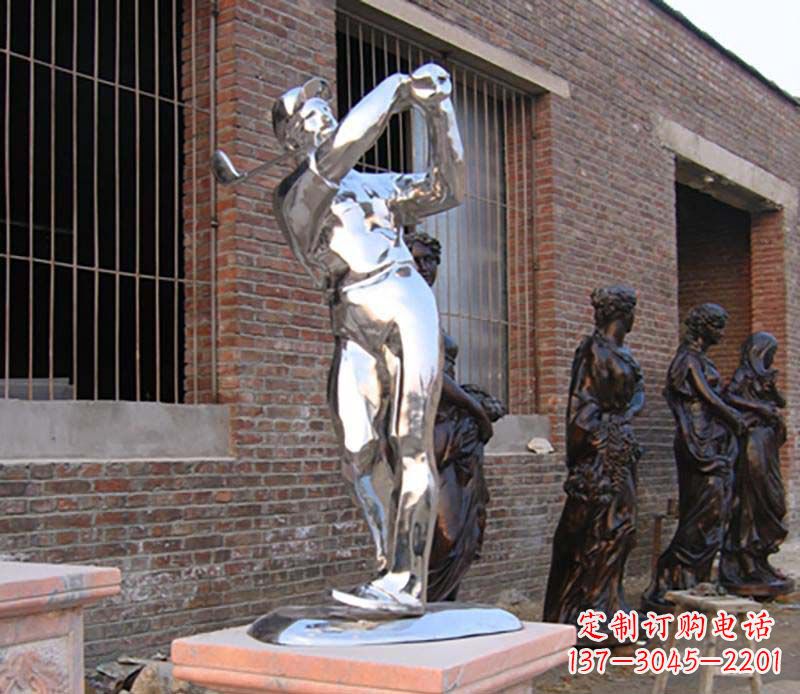 宁夏优雅运动——中领雕塑不锈钢高尔夫运动雕塑