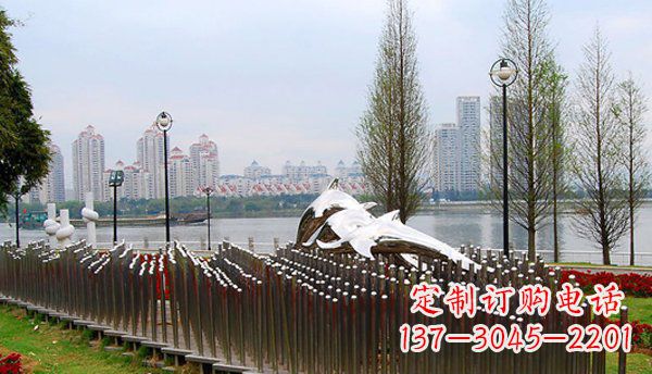 宁夏动物主题不锈钢海豚雕塑
