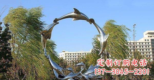 宁夏华丽精致的不锈钢海豚雕塑