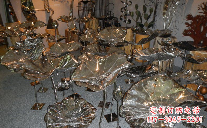 宁夏抛光不锈钢荷叶雕塑