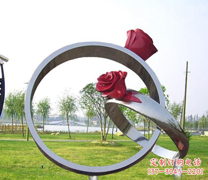 宁夏不锈钢景观婚戒雕塑