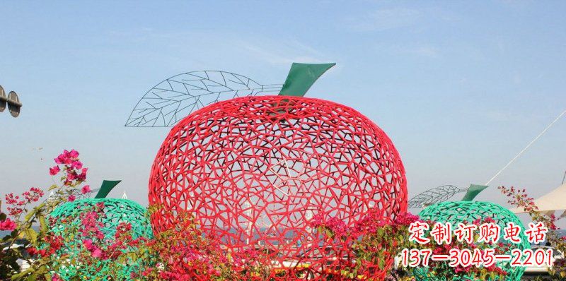 宁夏高品质镂空不锈钢苹果雕塑