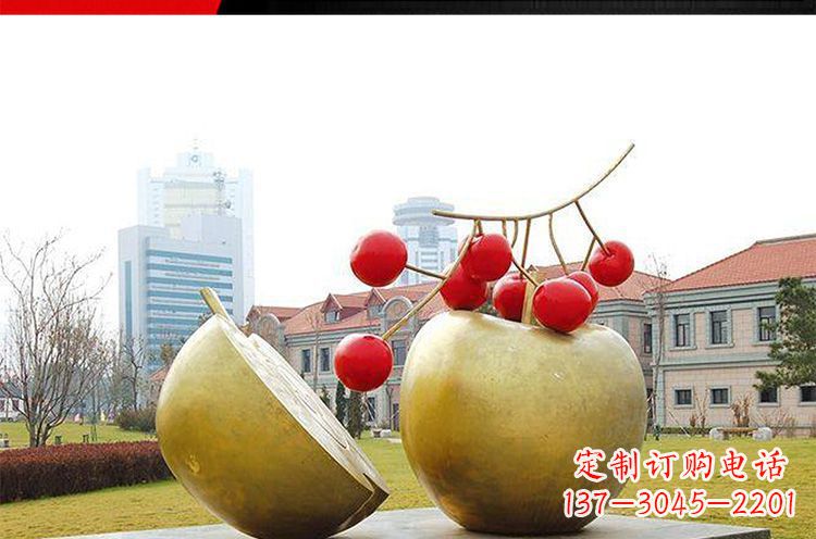 宁夏公园不锈钢苹果樱桃雕塑