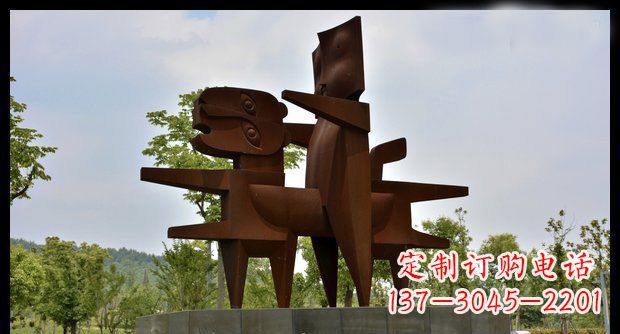 宁夏不锈钢人骑老虎雕塑