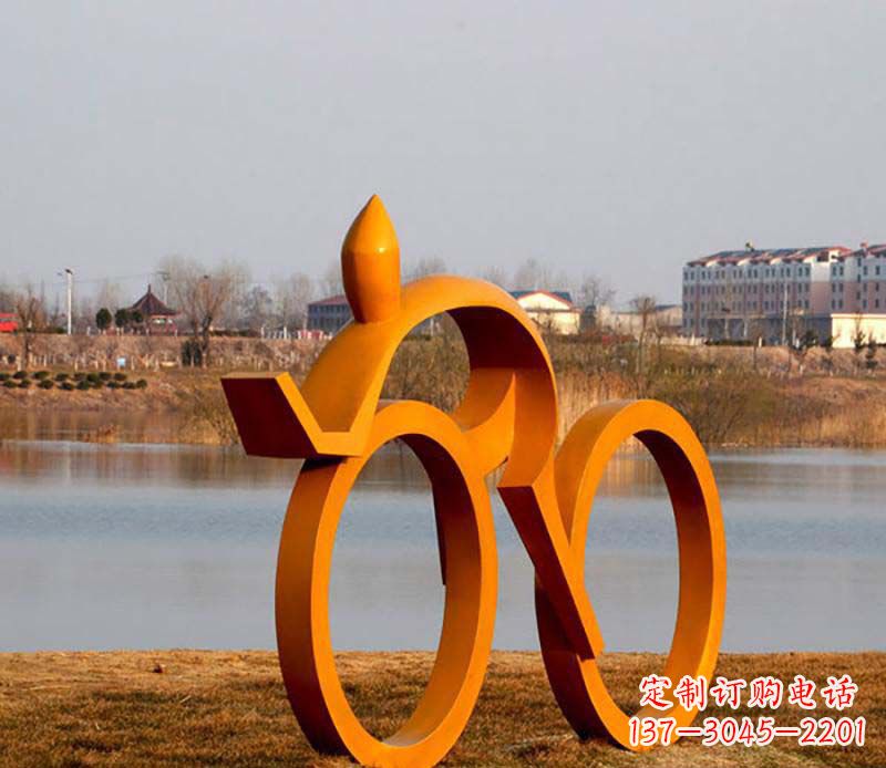 宁夏产品名称健康运动不锈钢骑自行车人物雕塑