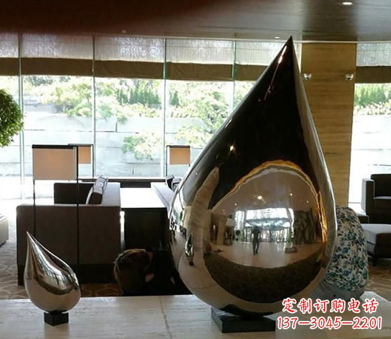 宁夏公园不锈钢水滴球景观雕塑