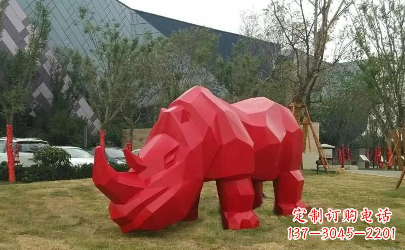 宁夏摩洛哥高端不锈钢犀牛雕塑