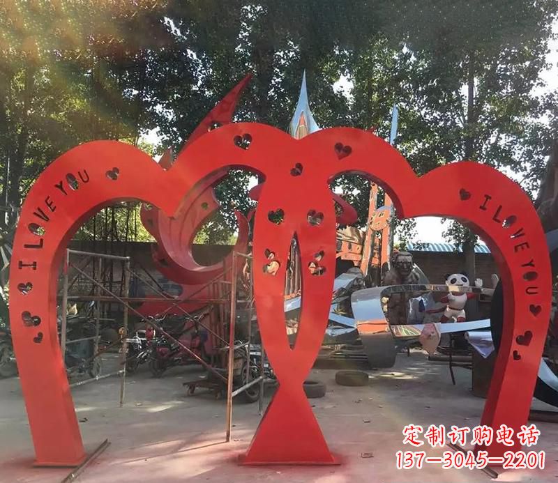 宁夏中领雕塑新款不锈钢心形拱门雕塑