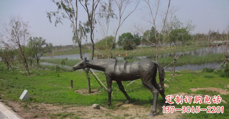 宁夏公园抽象马景观铜雕
