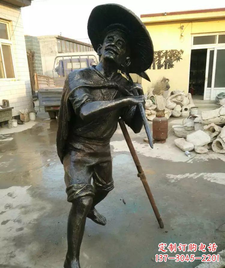宁夏公园渔夫铜雕
