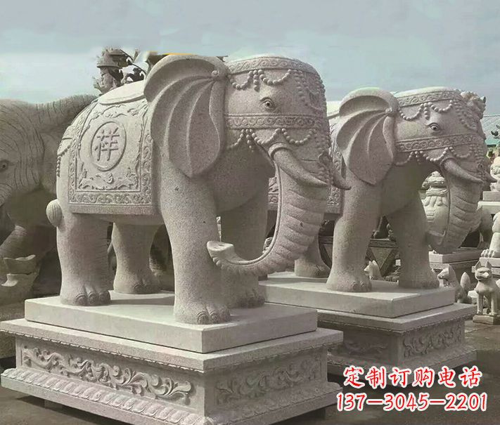 宁夏精美大象大理石雕塑