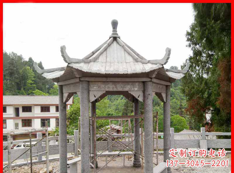 宁夏精美大理石六角石凉亭雕塑